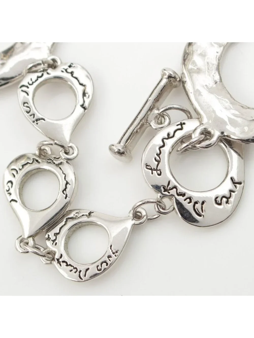 Saint Laurent Vintage Circle Heart Necklace Silver